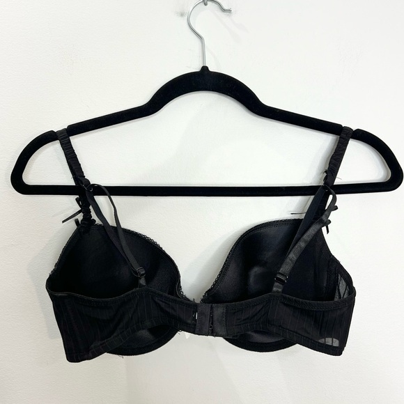 Aureole Lingerie France black pinstripe  and lace underwire bra 36C - Picture 4 of 14